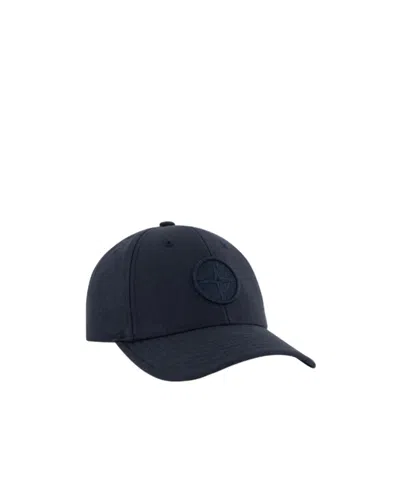 Stone Island Junior Logo Embossed Baseball Cap In Blue