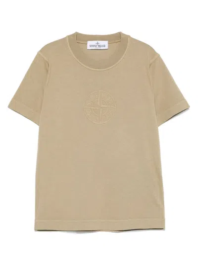 Stone Island Junior Kids' Logo-embroidered T-shirt In 中性色
