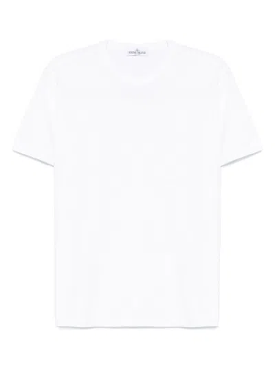 Stone Island Kids' Logo-embroidered T-shirt In White