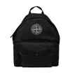 Stone Island Junior Logo Embroidered Zip-up Backpack In Black