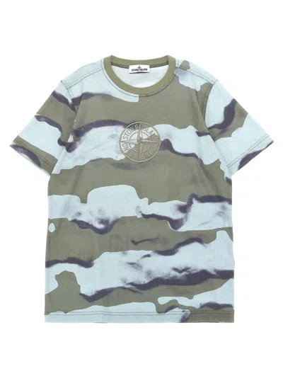 Stone Island Kids' Logo Embroidery T-shirt In Green