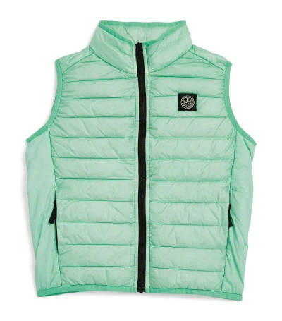 Stone Island Junior Kids' Logo-patch Padded Gilet In Green