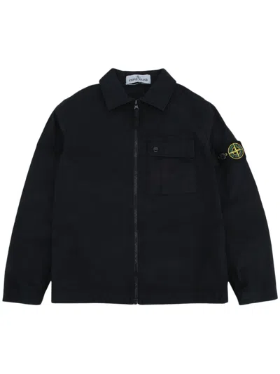 Stone Island Junior Kids' Logo Over-shirt In Blue