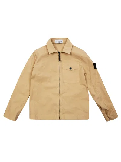 Stone Island Junior Logo Over-shirt In Nude