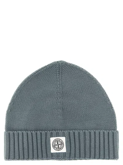 Stone Island Junior Logo Patch Beanie In Gray
