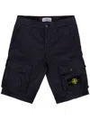 Stone Island Kids' Ages 6-8 Logo-appliquéd Stretch-cotton Canvas Cargo Shorts In Black