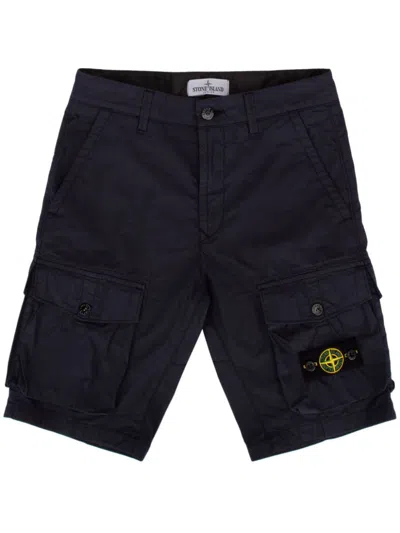 Stone Island Junior Kids' Ages 6-8 Logo-appliquéd Stretch-cotton Canvas Cargo Shorts In Black