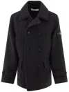 Stone Island Logo-patch Coat In Blue