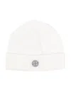Stone Island Logo-patch Cotton Beanie In 白色