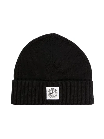 STONE ISLAND LOGO-PATCH COTTON BEANIE