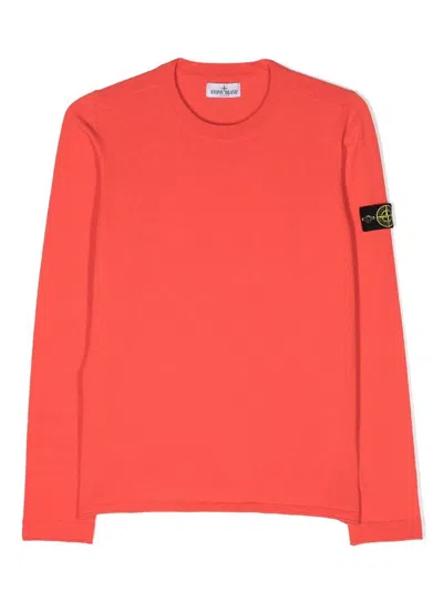 Stone Island Kids' Logo-patch Cotton Jumper In Corallo