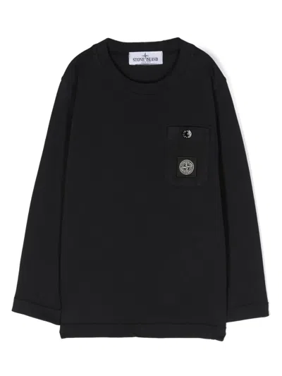 Stone Island Kids' Logo-patch Cotton T-shirt In Blue