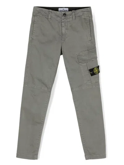 Stone Island Junior Kids' Logo-patch Cotton Trousers In Grey
