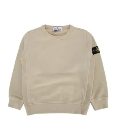 Stone Island Junior Logo Patch Crewneck Sweatshirt In Brown
