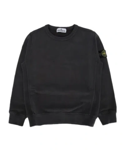 Stone Island Junior Logo Patch Crewneck Sweatshirt In Black