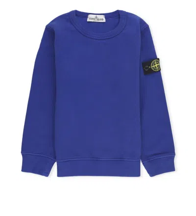 Stone Island Kids' Compass-badge Cotton Sweatshirt In Blue