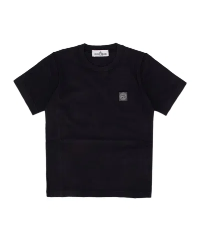 Stone Island Junior Logo-patch Crewneck T-shirt In Black