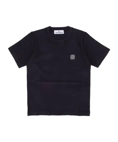 Stone Island Junior Logo-patch Crewneck T-shirt In Blue