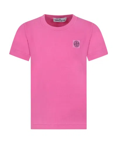 Stone Island Junior Logo-patch Crewneck T-shirt In Pink