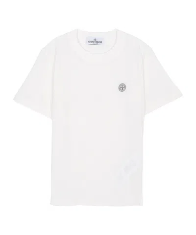 Stone Island Junior Logo Patch Crewneck T-shirt In White