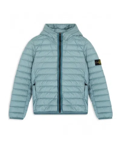 Stone Island Hooded Cotton-padded Jacket In Blue