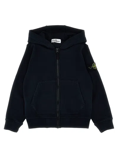 Stone Island Junior Kids' Logo Patch Hoodie In Blue