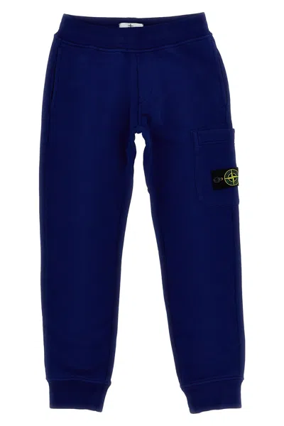 Stone Island Junior Logo Patch Joggers In Blue