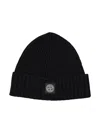 Stone Island Logo-patch Knitted Beanie In Black