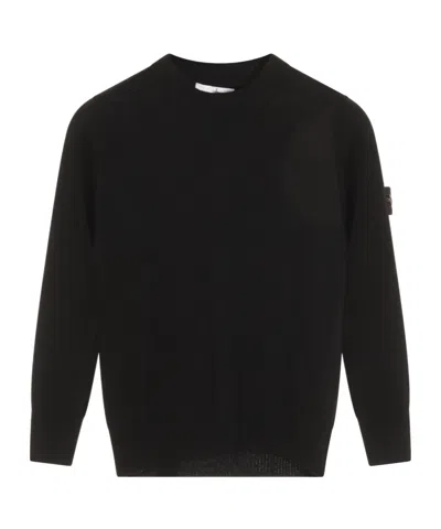 Stone Island Junior Logo Patch Knitted Jumper In Black