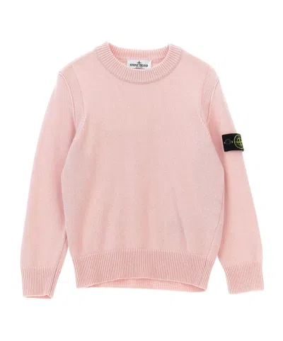 Stone Island Junior Logo Patch Knitted Jumper In Pink