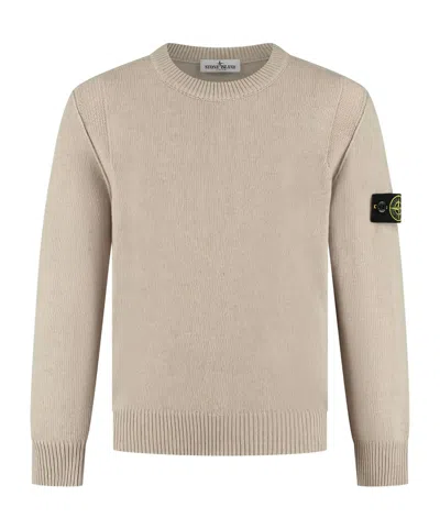Stone Island Junior Logo Patch Knitted Jumper In White
