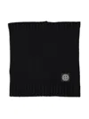 Stone Island Logo-patch Knitted Scarf In Black