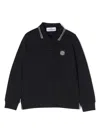 Stone Island Logo-patch Long-sleeve Polo Shirt In Blue