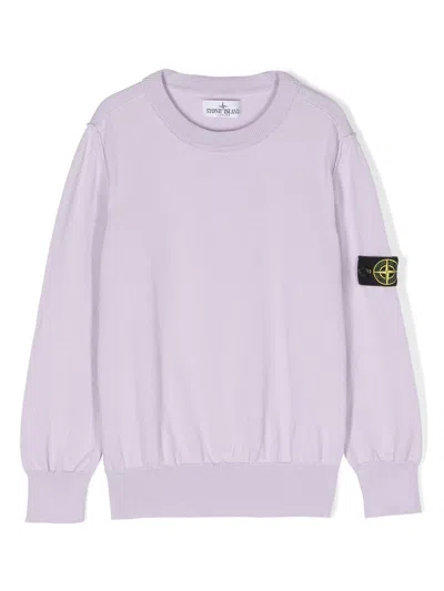 Stone Island Junior Logo-patch Long-sleeve Sweatshirt In 紫色