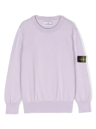 Stone Island Kids' Logo-patch Long-sleeve Sweatshirt In 紫色