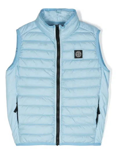Stone Island Kids' Logo-patch Padded Gilet In Blue