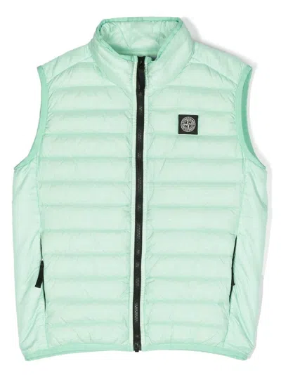 Stone Island Junior Kids' Chest Logo-patch Padded Gilet In Green