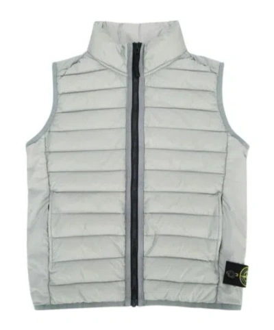 Stone Island Junior Logo Patch Padded Vest In Gray