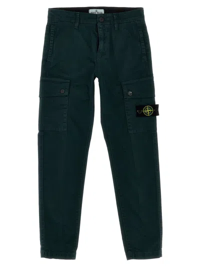 Stone Island Kids' Logo Patch Pants In Green