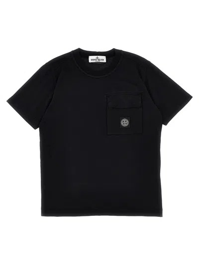 Stone Island Kids' Compass-patch Cotton T-shirt In Black