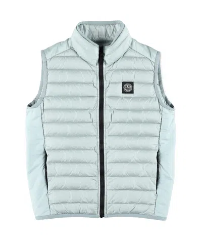 Stone Island Junior Logo-patch Quilted Padded Gilet In Gray
