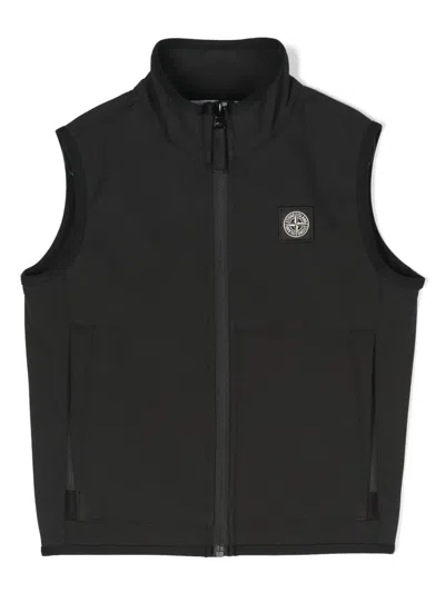 Stone Island Kids' Logo-patch Shell Gilet In Black