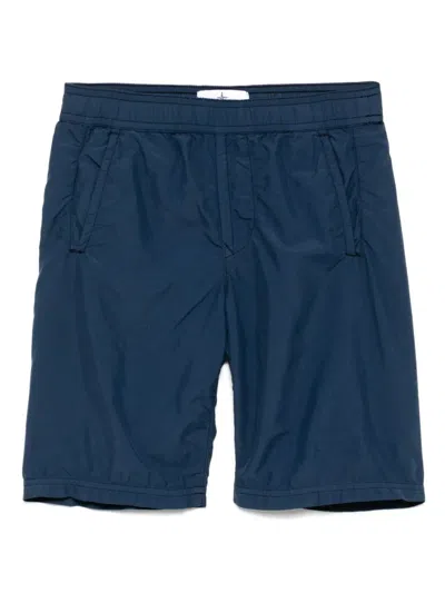 Stone Island Kids' Logo-patch Shorts In Blue