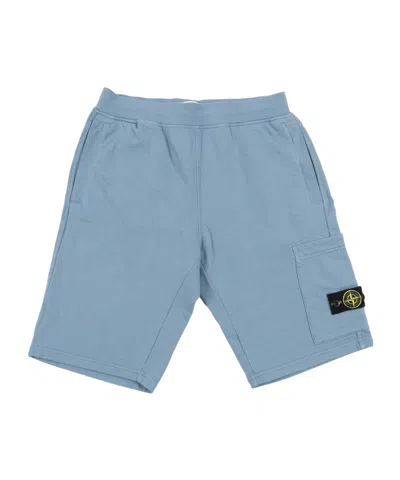 Stone Island Kids'  Junior Logo Patch Shorts In Blue