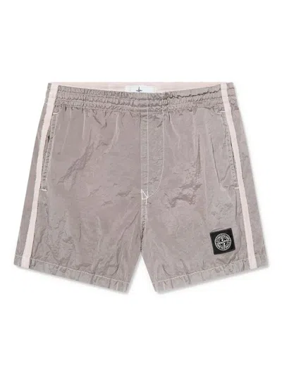 Stone Island Kids' Logo-patch Shorts In Pink