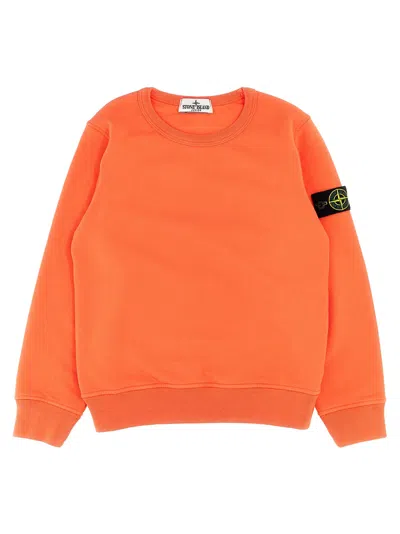 Stone Island Kids' Logo Patch Sweatshirt In Orange