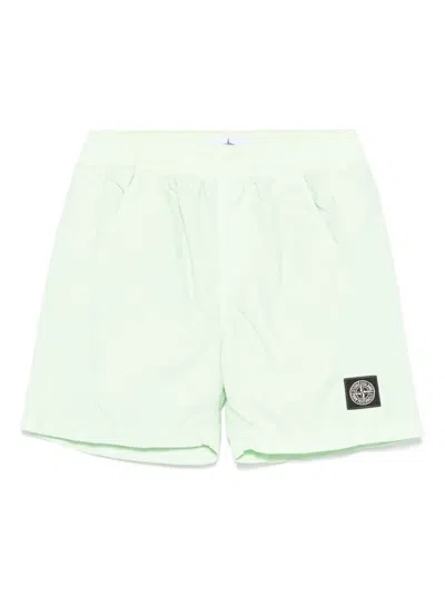 Stone Island Kids' Logo-patch Swim Shorts In Green