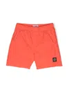 Stone Island Junior Logo-patch Swim Shorts In Orange