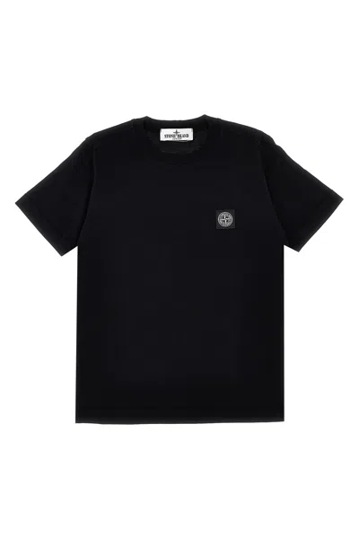Stone Island Junior Logo Patch T-shirt In Black