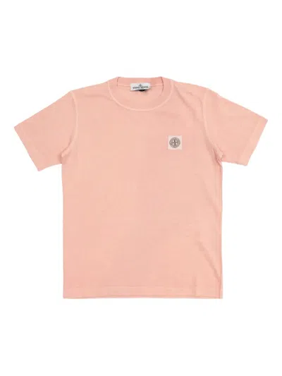 Stone Island Kids' Logo-patch T-shirt In Burgundy